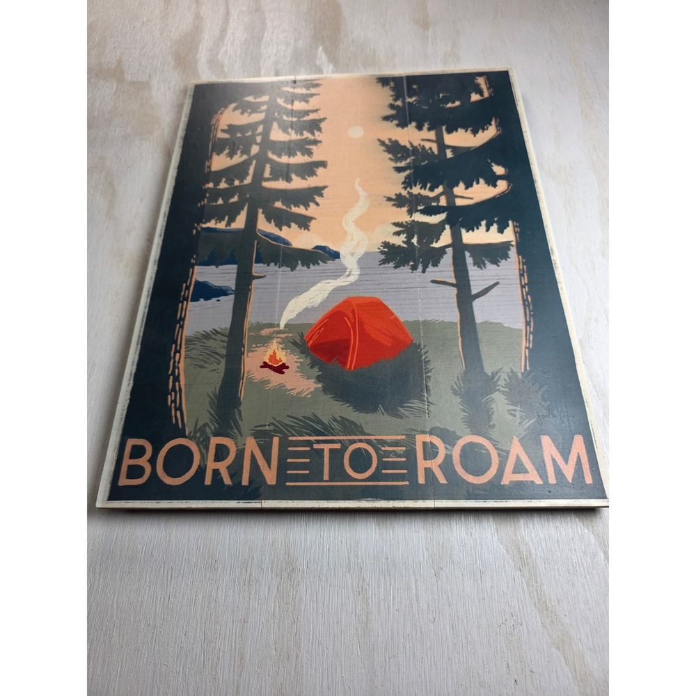 Vintage Lancaster Born To Roam Wood Plank Wall Art Camping Sign Boho Cottagecore